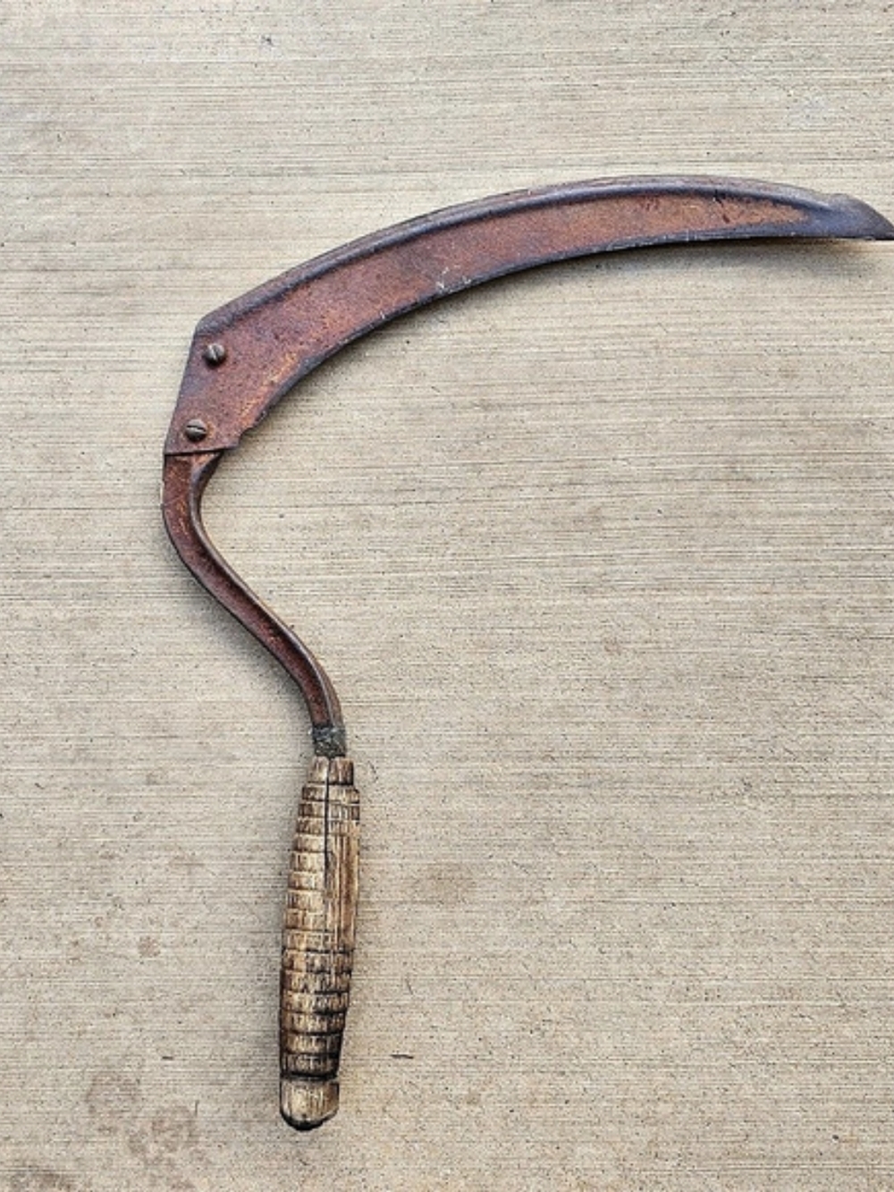 Antique Farmhouse Decor Vintage Sickle Rusty Wood Handle Barn